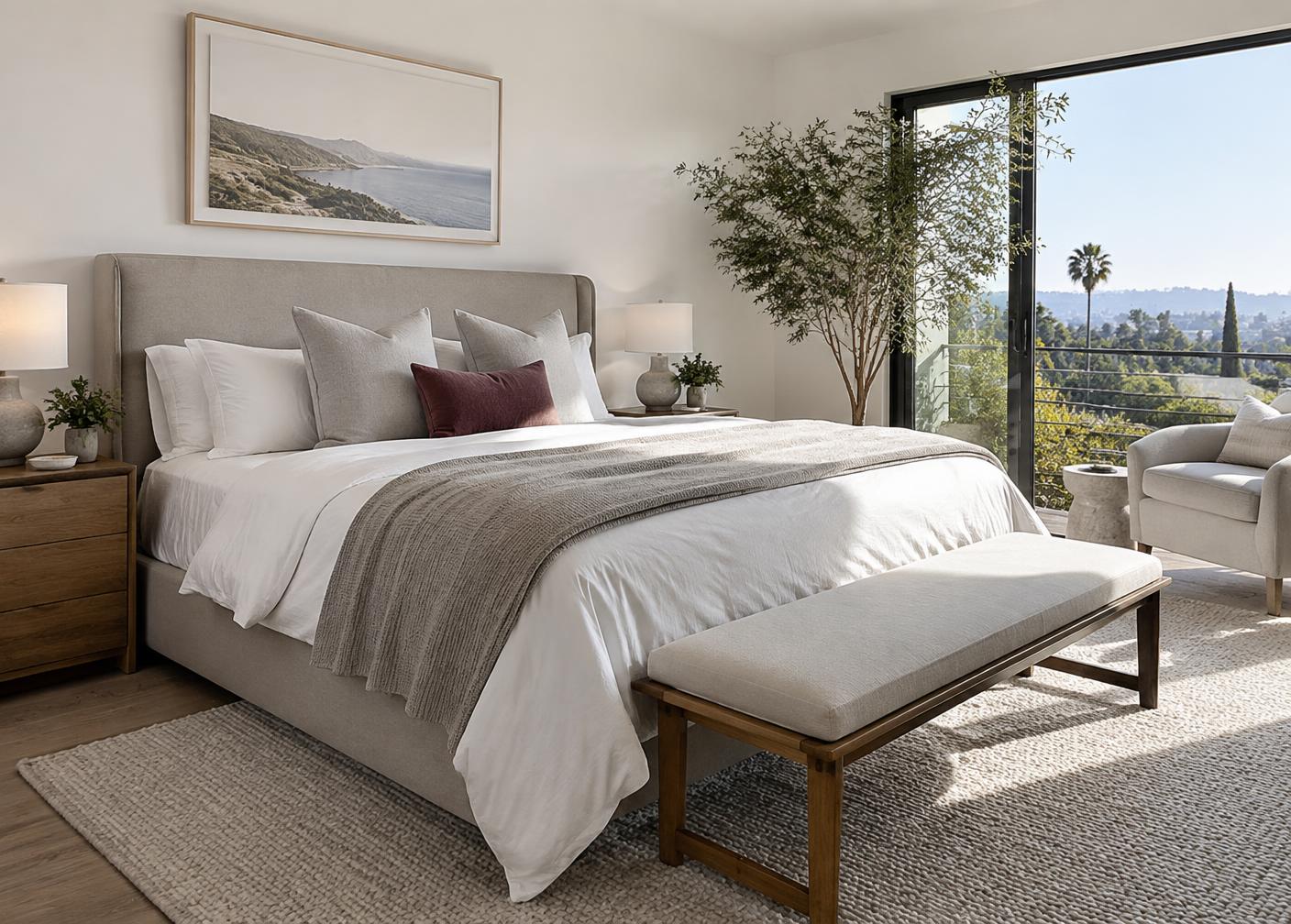 Serene clean bedroom